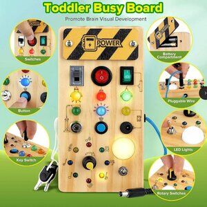 Montessori Busy Board Sensory Toys Wooden With LED Light Switch Control Board Tr